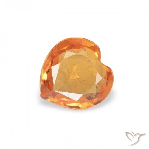 0.35ct 자연스러운 딥 오렌지 사파이어, 마음, VVS-VS