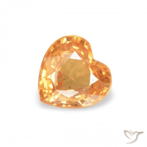 0.45ct 자연스러운 밝은 주황색 사파이어, 마음, VS