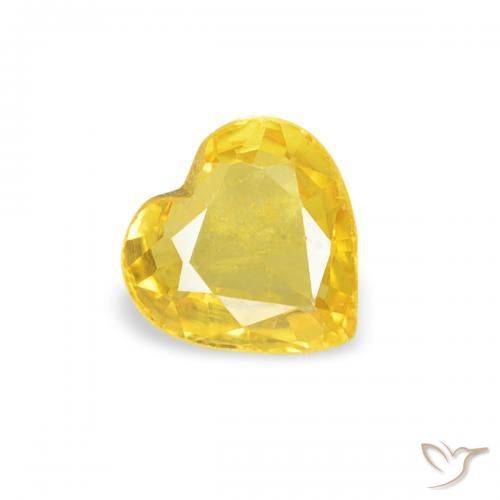 0.39ct 자연스러운 노란색 사파이어, 마음, VS