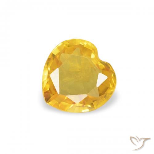 0.32ct 자연스러운 골든 오렌지 사파이어, 마음, VS