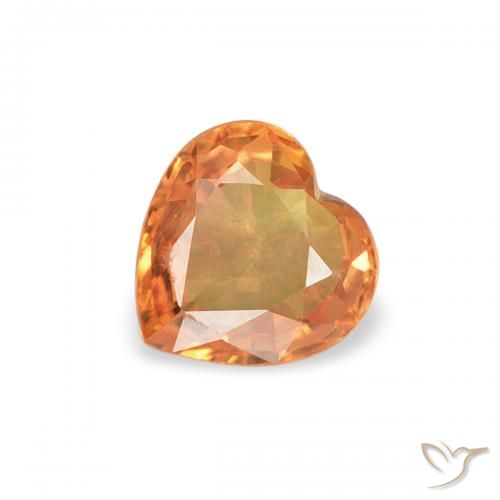 0.40ct 자연스러운 딥 오렌지 사파이어, 마음, VS