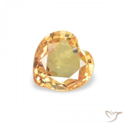 0.37ct 자연스러운 밝은 주황색 사파이어, 마음, VS