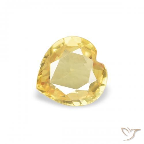 0.35ct 자연스러운 미디엄 옐로우 사파이어, 마음, VVS-VS