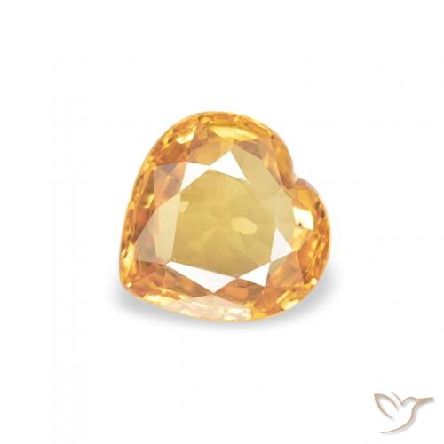 0.44ct 자연스러운 오렌지-골드 사파이어, 마음, VVS-VS