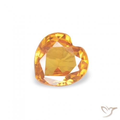 0.37ct 자연스러운 오렌지-골드 사파이어, 마음, VVS-VS