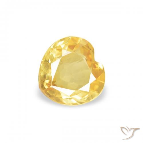 0.34ct 자연스러운 미디엄 옐로우 사파이어, 마음, VVS-VS