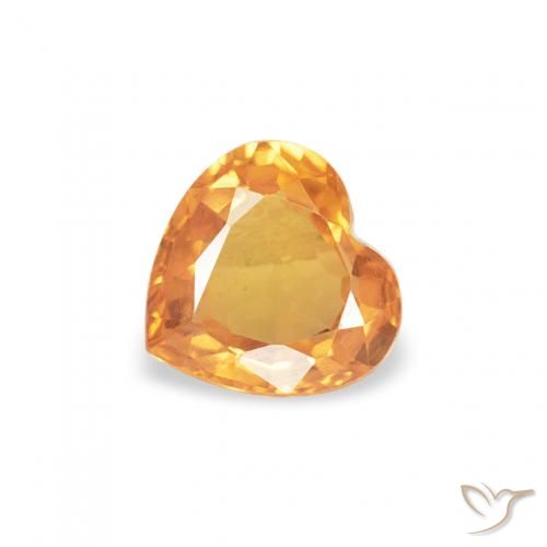0.41ct 자연스러운 인텐스 오렌지 사파이어, 마음, VVS-VS