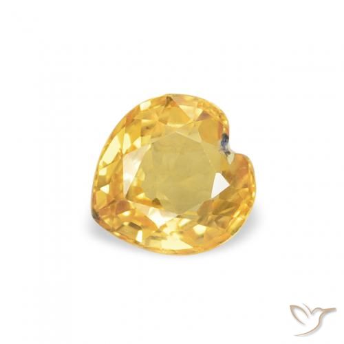 0.44ct 자연스러운 미디엄 골드 사파이어, 마음, VS