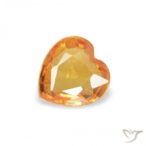 0.36ct 자연스러운 미디엄 오렌지 사파이어, 마음, VS