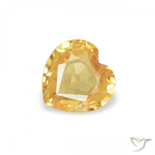 0.33ct 자연스러운 딥 골든 오렌지 사파이어, 마음, VVS-VS
