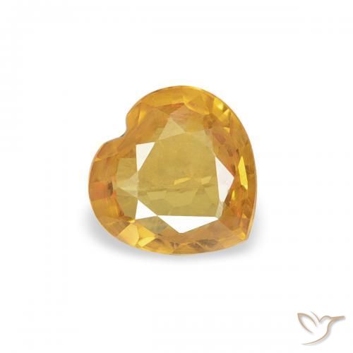 0.34캐럿 천연 Medium Light-Golden 사파이어, 마음, VVS-VS
