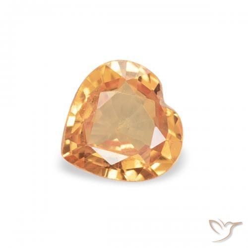 0.37ct 자연스러운 미디엄 오렌지 사파이어, 마음, VVS-VS