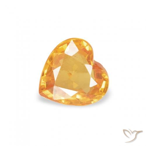 0.40ct 자연스러운 오렌지-골드 사파이어, 마음, VVS-VS