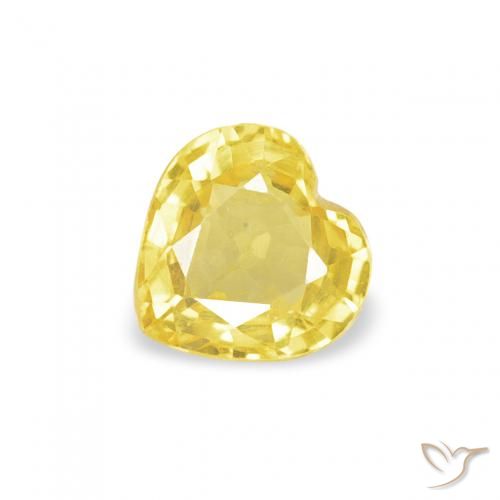 0.42ct 자연스러운 미디엄 옐로우 사파이어, 마음, VVS-VS