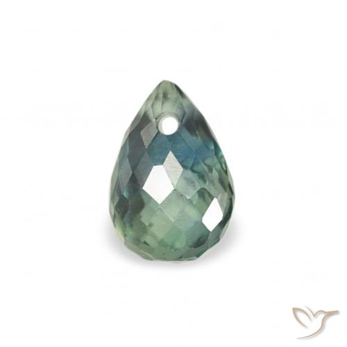 0.49ct 자연스러운 미디엄 블루 그린 사파이어, 브리올레트, VS
