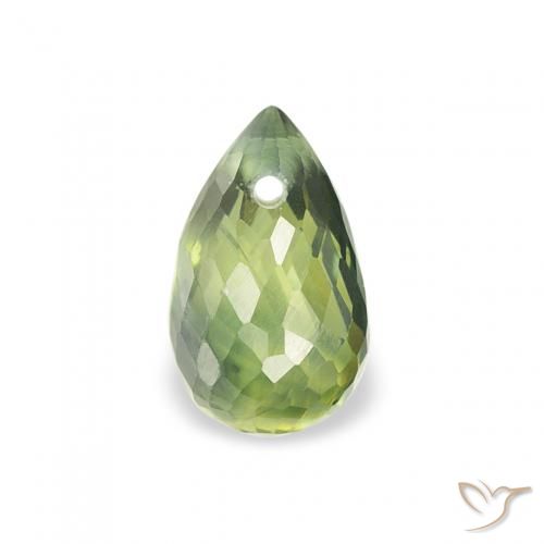 0.58ct 자연스러운 따뜻한 녹색 사파이어, 브리올레트, VS