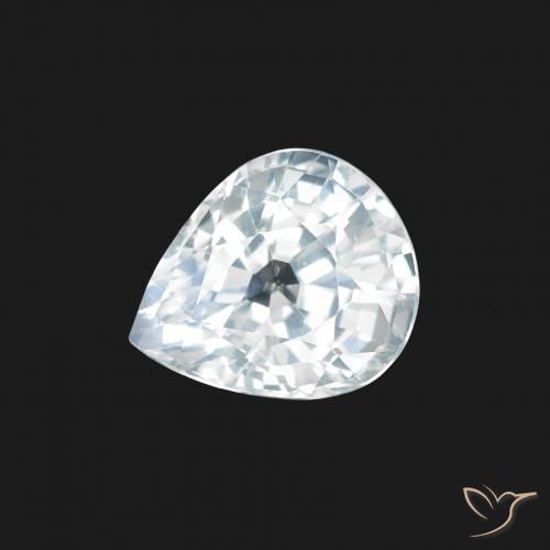 1.34ct 자연스러운 푸르스름한 흰색 사파이어, 배 모양, VS