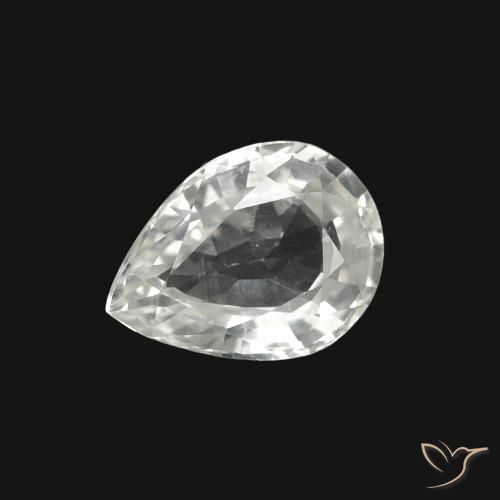 1.25ct 자연스러운 하얀색 사파이어, 배 모양, VVS-VS