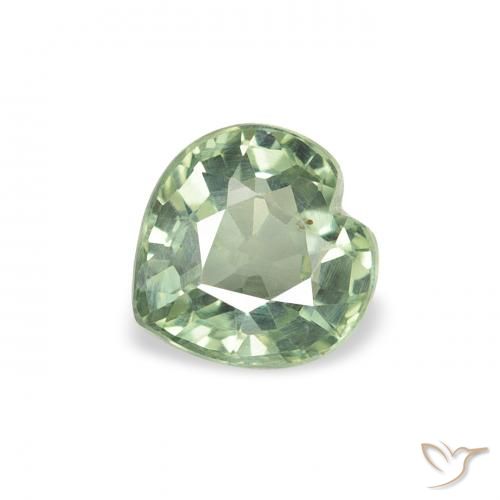 0.68ct 자연스러운 모시 그린 사파이어, 마음, VS