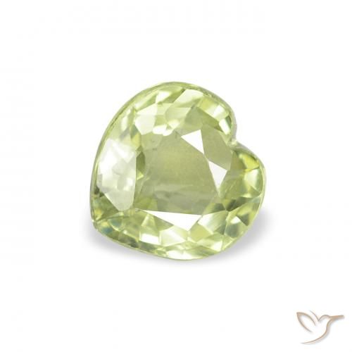 0.66ct 자연스러운 황록색 사파이어, 마음, VVS-VS
