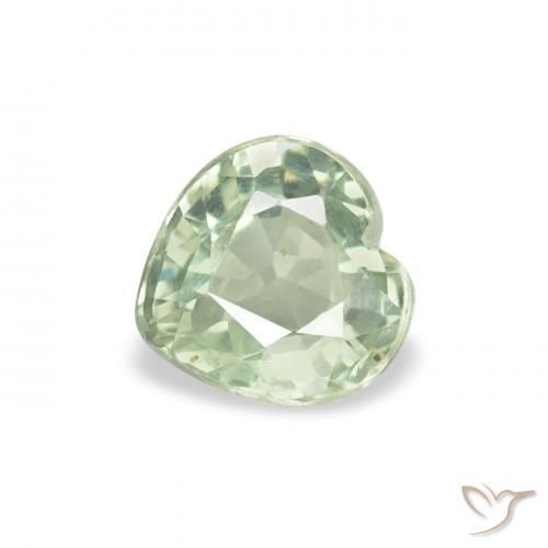 0.70ct 자연스러운 매우 밝은 녹색 사파이어, 마음, VS