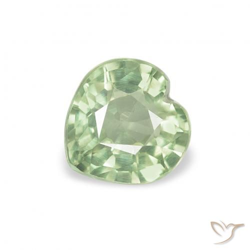 0.71ct 자연스러운 연한 초록색 사파이어, 마음, VVS-VS
