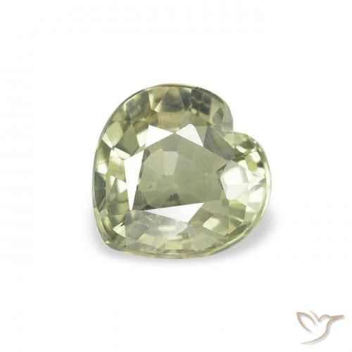 0.70ct 자연스러운 황록색 사파이어, 마음, VVS-VS