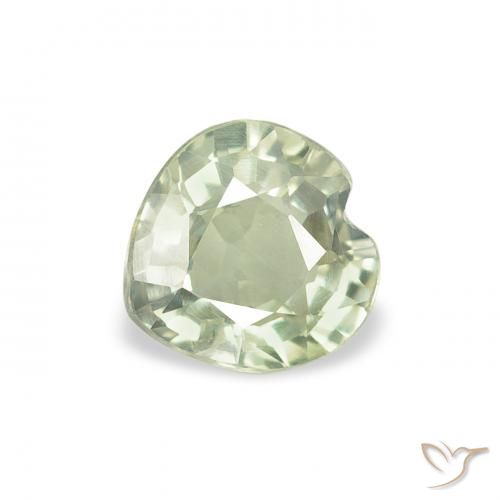 0.65ct 자연스러운 연한 초록색 사파이어, 마음, VVS-VS