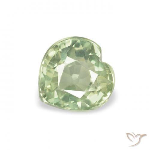 0.76ct 자연스러운 매우 밝은 세이지 그린 사파이어, 마음, VVS-VS