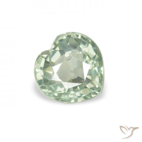 0.69ct 자연스러운 연한 초록색 사파이어, 마음, VVS-VS