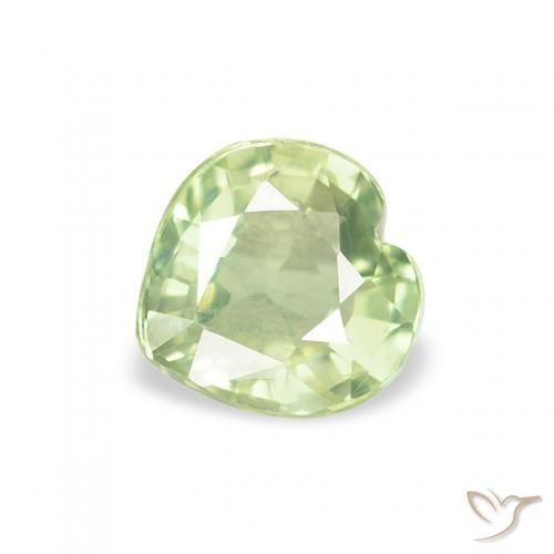 0.64ct 자연스러운 연한 초록색 사파이어, 마음, VS