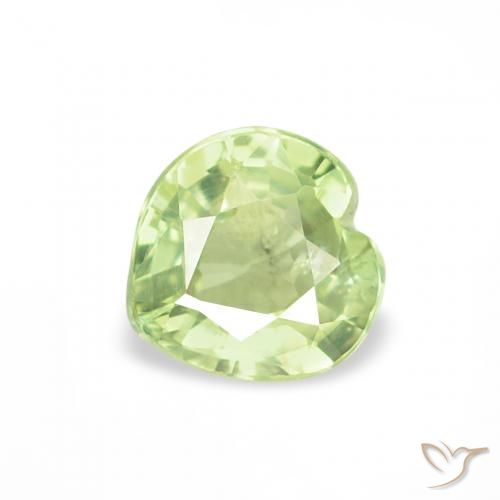 0.59ct 자연스러운 밝은 노란색 녹색 사파이어, 마음, VS