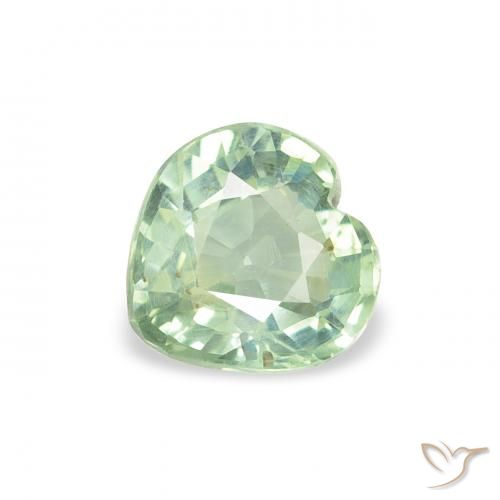 0.70ct 자연스러운 연한 초록색 사파이어, 마음, VS
