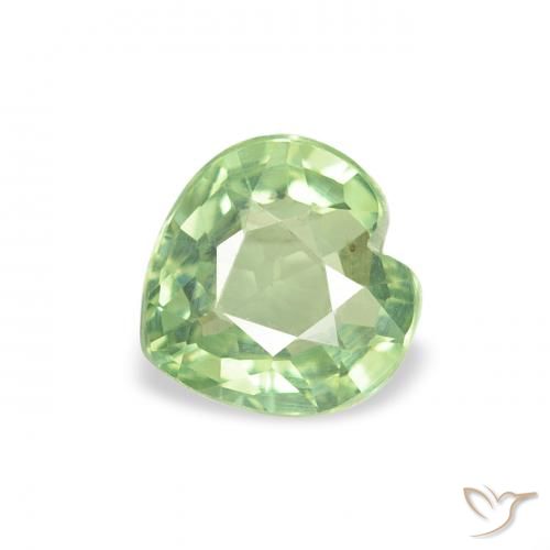 0.66ct 자연스러운 연한 초록색 사파이어, 마음, VS