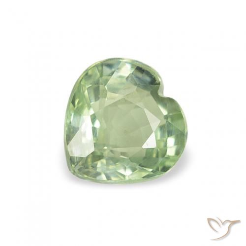 0.66ct 자연스러운 연한 초록색 사파이어, 마음, VS