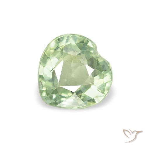 0.64ct 자연스러운 연한 초록색 사파이어, 마음, VS