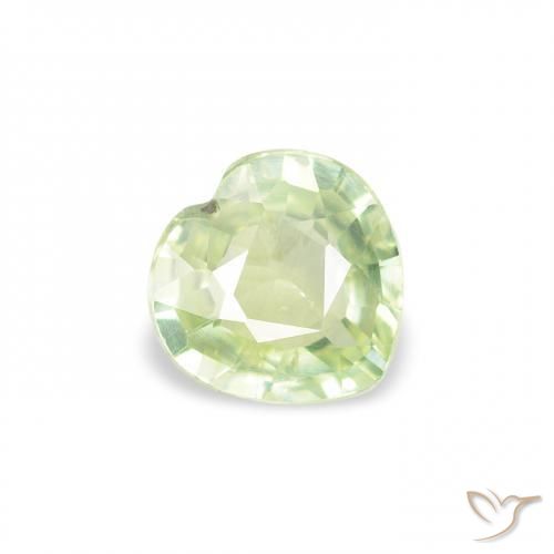 0.64ct 자연스러운 밝은 노란색 녹색 사파이어, 마음, VS