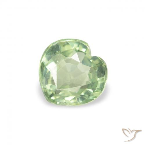 0.62ct 자연스러운 연한 초록색 사파이어, 마음, VS