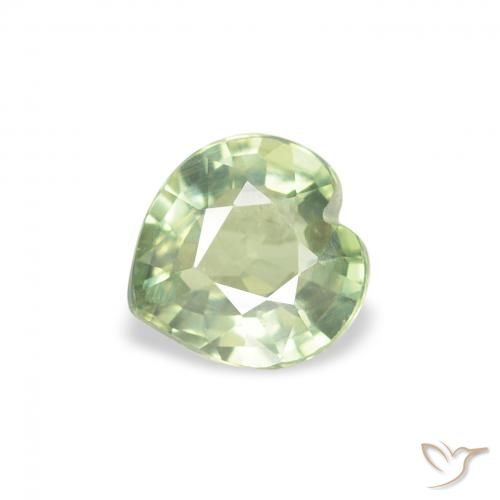 0.61ct 자연스러운 매우 밝은 세이지 그린 사파이어, 마음, VS