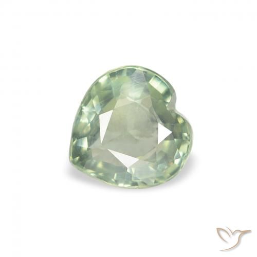 0.67ct 자연스러운 연한 초록색 사파이어, 마음, VS