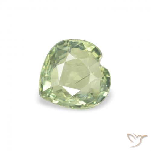 0.61ct 자연스러운 연한 초록색 사파이어, 마음, VS