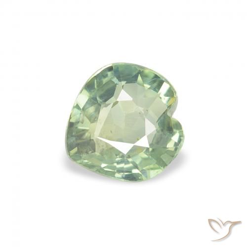 0.65ct 자연스러운 연한 초록색 사파이어, 마음, VS