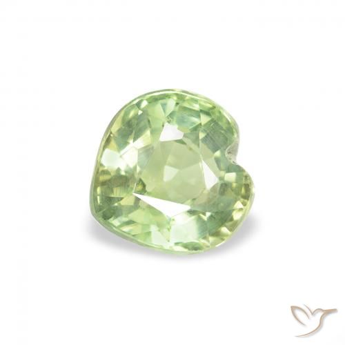 0.78ct 자연스러운 밝은 노란색 녹색 사파이어, 마음, VS