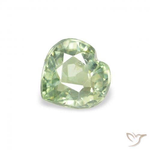 0.71ct 자연스러운 매우 밝은 세이지 그린 사파이어, 마음, VS