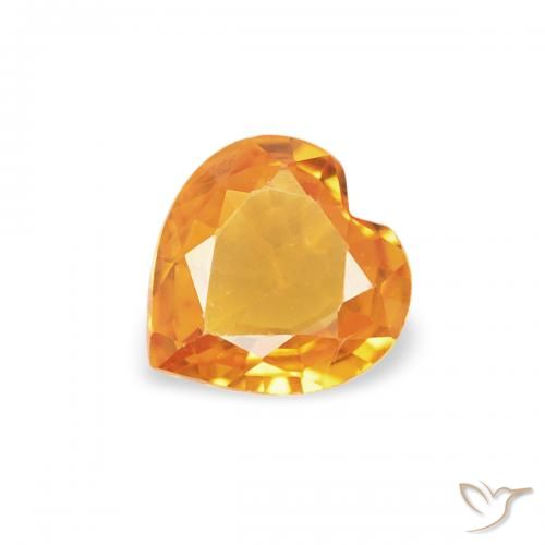 0.32ct 자연스러운 오렌지-골드 사파이어, 마음, VS