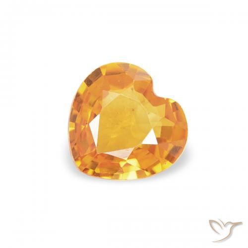 0.37ct 자연스러운 미디엄 오렌지 사파이어, 마음, VS
