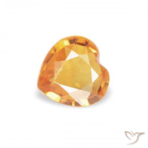 0.32ct 자연스러운 오렌지-골드 사파이어, 마음, VS