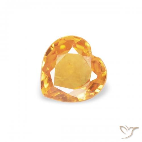0.32ct 자연스러운 오렌지-골드 사파이어, 마음, VS