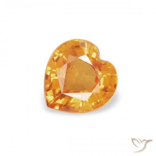 0.39ct 자연스러운 오렌지-골드 사파이어, 마음, VS