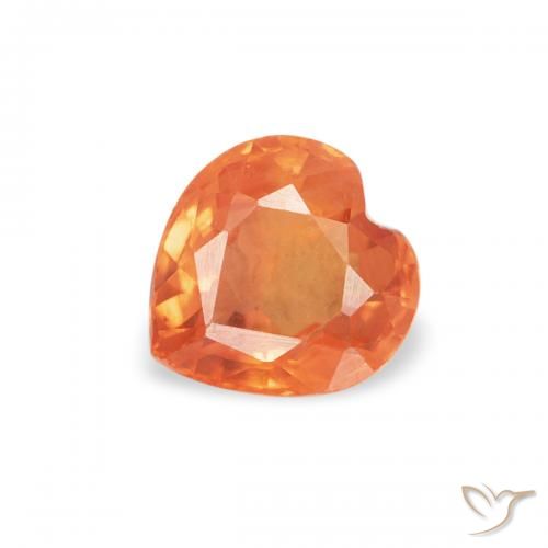 0.42ct 자연스러운 따뜻한 살구 오렌지 사파이어, 마음, VVS-VS